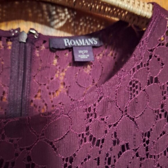 Roamans Maroon Sleeveless Dress Lace Accents Plus Size 18/20 GAUZY BOHO BERRY - Picture 4 of 4
